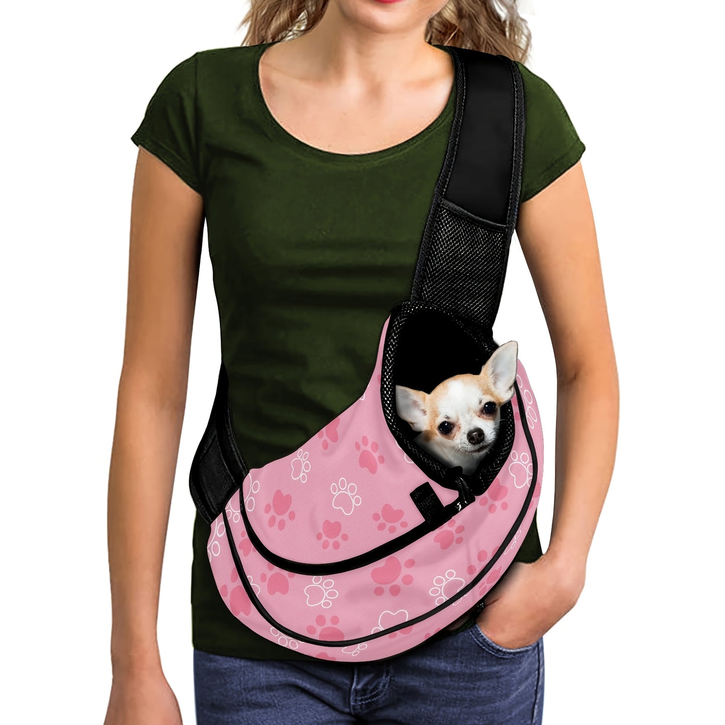 Sac de transport en bandoulière pour chiot et petit chien, divers motifs et divers coloris
