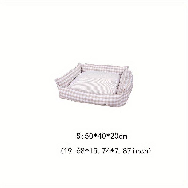 Panier douillet à carreaux pour chiens et chats - Nid amovible et lavable en machine, diverses couleurs