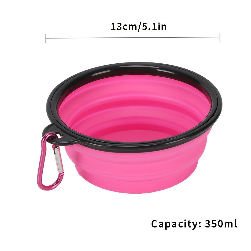 Bol pliable pour animaux, pratique pour les voyages, gain de place, facile à transporter grâce à son mousqueton, diverses couleurs