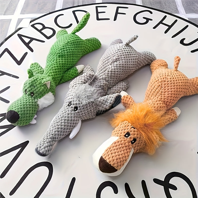 Grande peluche pour chien avec son, modèle de lion, loup, éléphant et canard