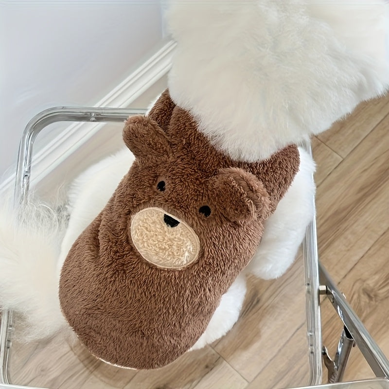 Pull pour chien avec tête d'ourson et petites oreilles, pull mignon, tout doux et bien chaud, 2 couleurs