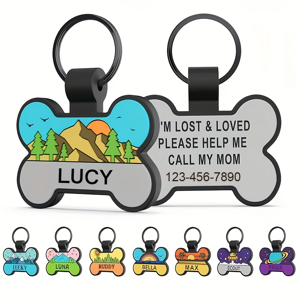 Médaille pour chien personnalisée en forme d'os, en silicone, diverses couleurs et divers motifs