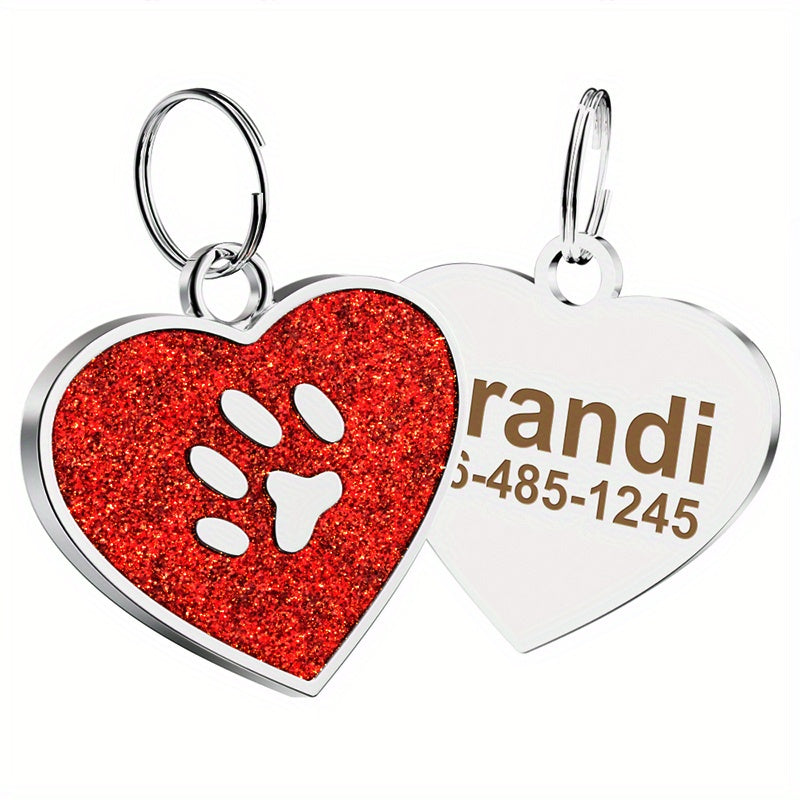Médaille pour chien et chat personnalisée en forme de cœur, gravées au laser au dos, durables et personnalisées, diverses couleurs
