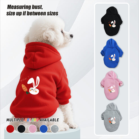 Sweat à capuche pour chien, avec imprimé lapin blanc et carotte mignon, diverses couleurs