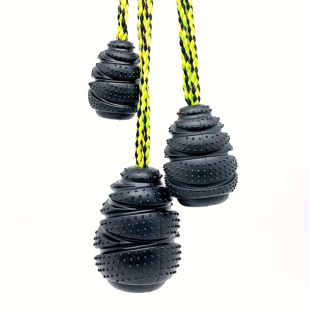 Jouet à mâcher en caoutchouc durable pour chien - Distributeur de friandises, masseur de gencives pour chiens de toutes tailles, conception en corde pour fixation à la laisse