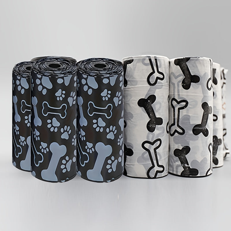 Lot de 3 rouleaux ou de 10 rouleaux de sacs à déjections canines de haute qualité. Matériel épais, étanche et durable, adapté aux promenades en plein air, motifs et couleurs aléatoires