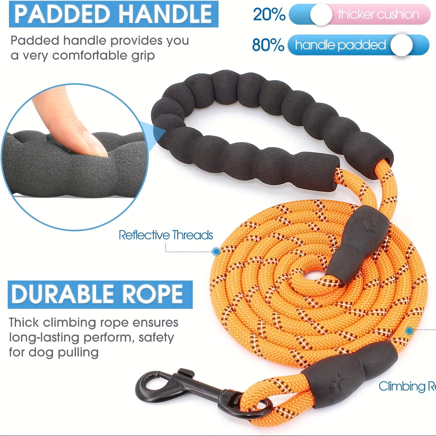 Laisse en nylon pour chien allongée et réfléchissante, corde ronde, corde de traction, diverses couleurs