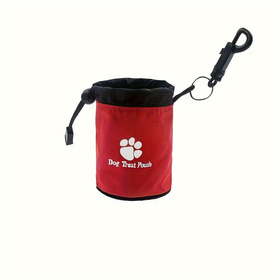 Pochette à friandises pour chien avec mousqueton – idéal pour le dressage et pour les promenades, fermeture à cordon et à glissière, avec motif d'empreintes de pattes, diverses couleurs