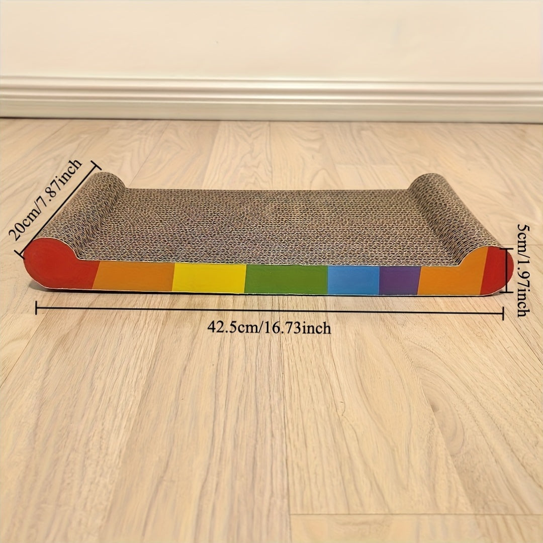 Tapis griffoir pour chat - Carton, jeu, repos et griffage tout-en-un, arc-en-ciel