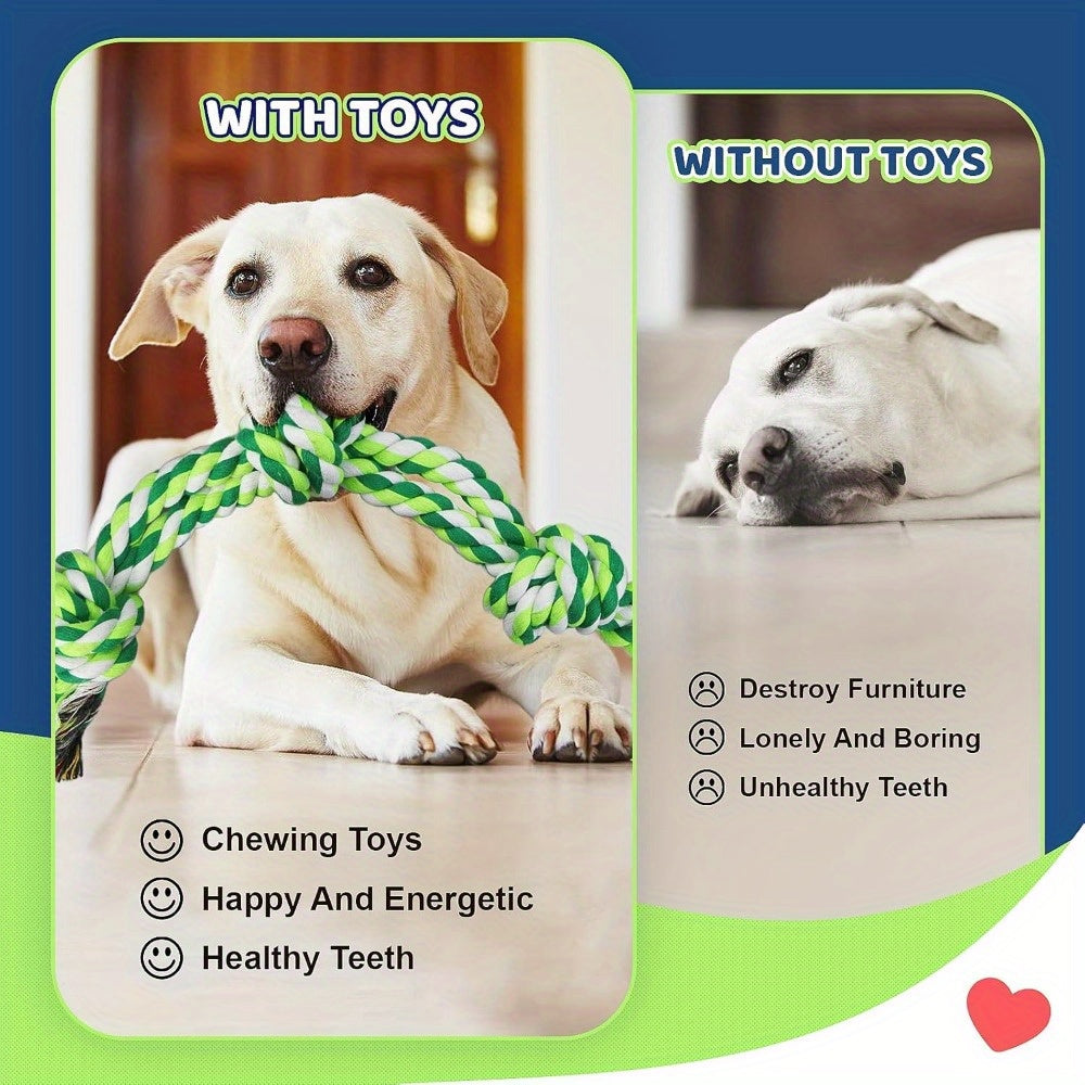 Ensemble de 9 jouets à mâcher résistants pour chiens avec nœuds tressés, cordes extra longues, idéal pour entrainer les chiens qui mâchent agressivement, interactif, rouge & noir