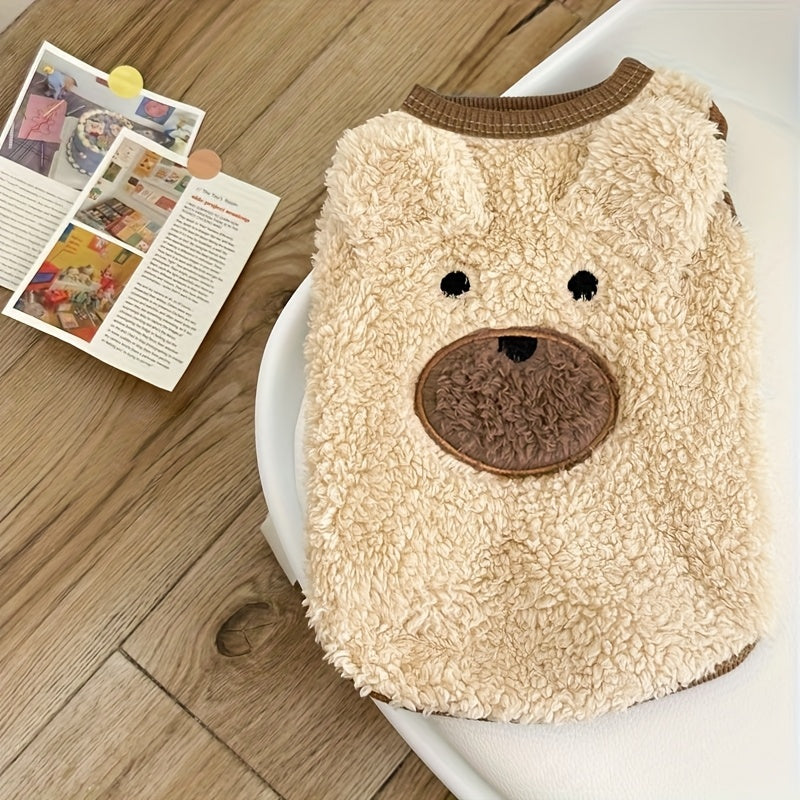 Pull pour chien avec tête d'ourson et petites oreilles, pull mignon, tout doux et bien chaud, 2 couleurs