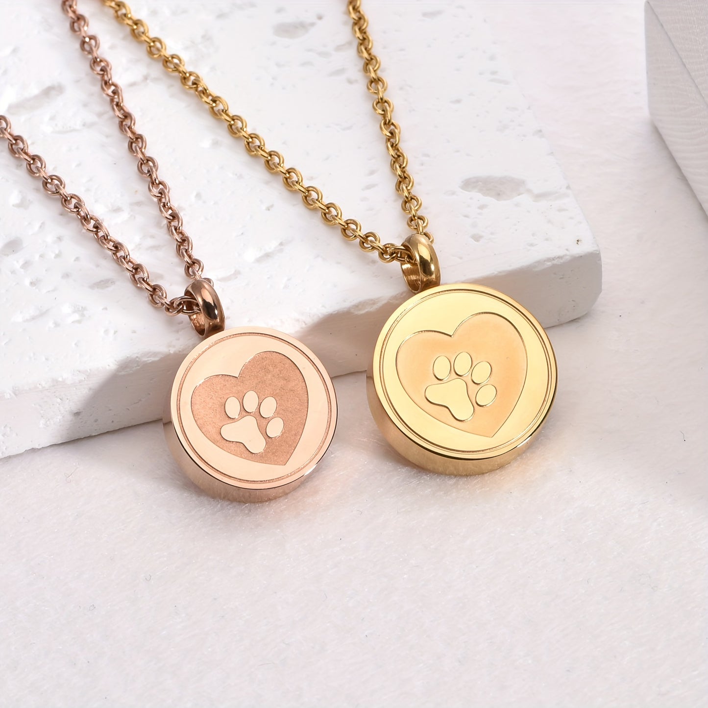 Collier avec urne funéraire pour cendres d'animaux, en acier inoxydable en forme de cœur avec empreinte de patte, diverses couleurs