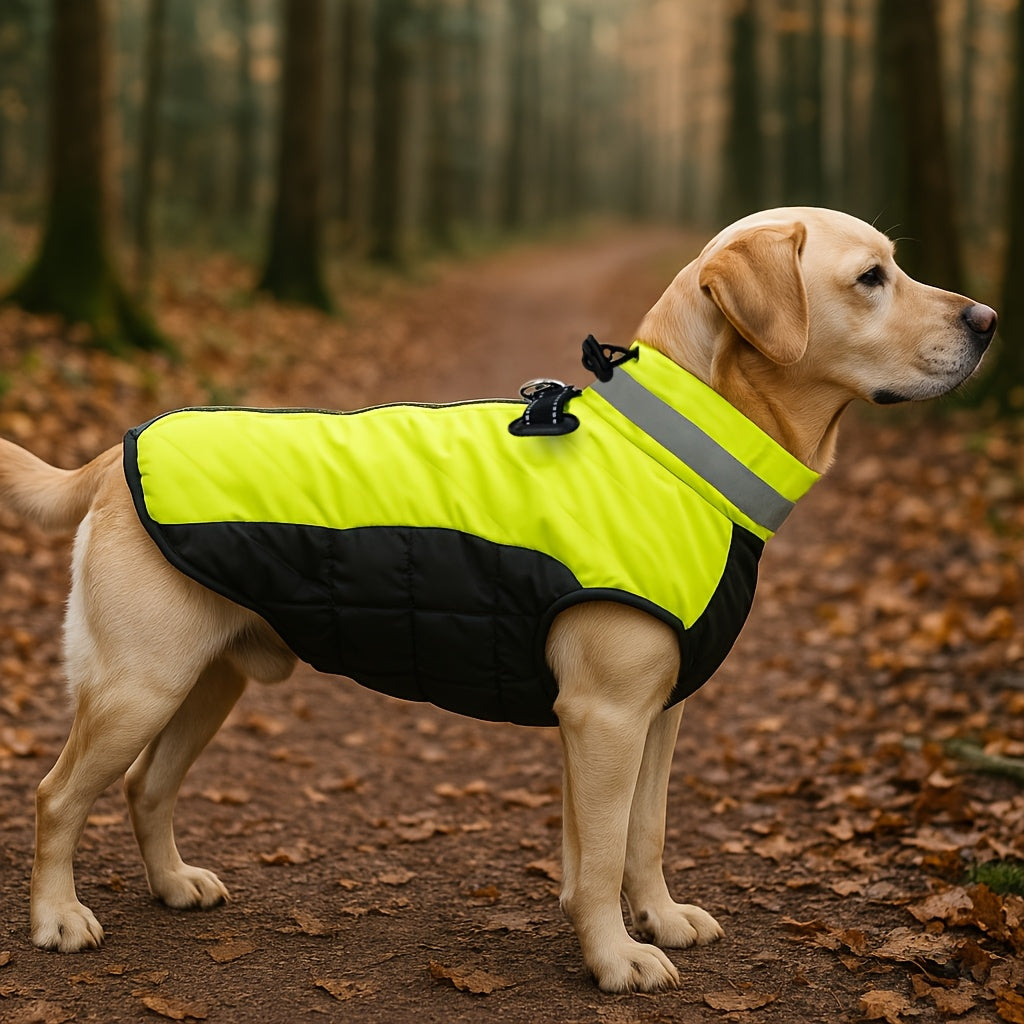Veste fluorescente verte pour chien - Manteau à fermeture éclair facile à enfiler, idéal pour les chiens de toutes tailles