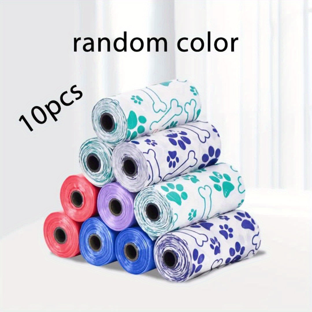 Lot de 3 rouleaux ou de 10 rouleaux de sacs à déjections canines de haute qualité. Matériel épais, étanche et durable, adapté aux promenades en plein air, motifs et couleurs aléatoires