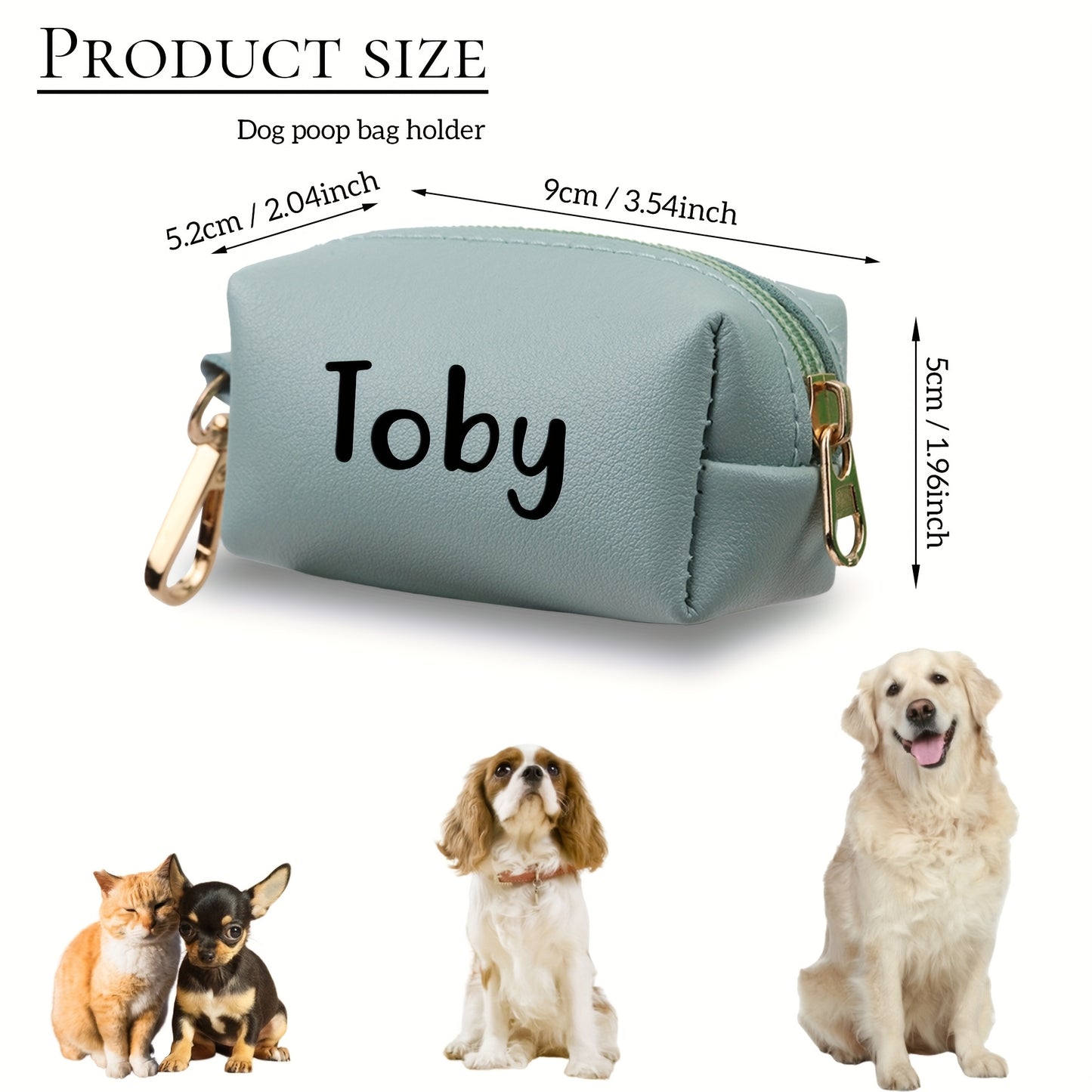 Porte-sac à crottes pour chien avec fermeture éclair, personnalisable, diverses couleurs