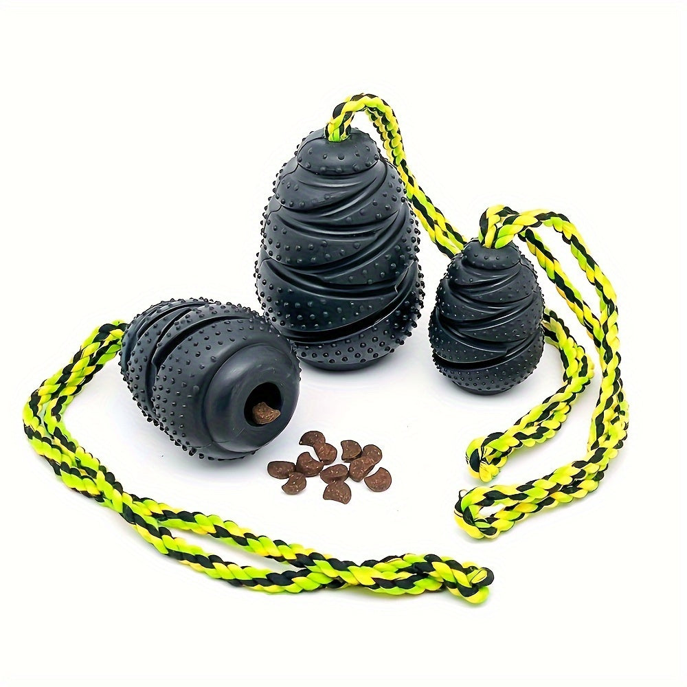 Jouet à mâcher en caoutchouc durable pour chien - Distributeur de friandises, masseur de gencives pour chiens de toutes tailles, conception en corde pour fixation à la laisse