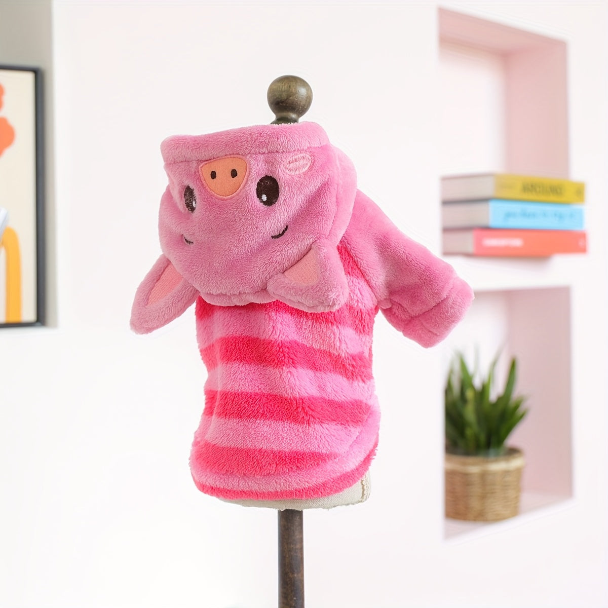 Sweat à capuche pour chiens, costume de petit cochon rose, tout doux et tout chaud, facile à enfiler