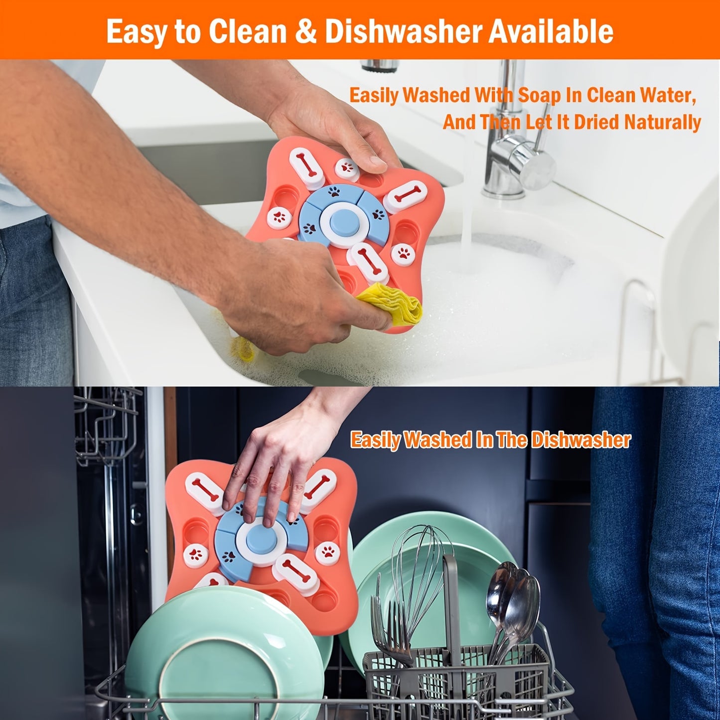 Jouet interactif pour chiens, pour entraîner leur QI et stimuler leur esprit - Jeu enrichissant en plastique durable, sans piles, distribuant des friandises - Compartiments coulissants et pièces rotatives attrayants pour s'amuser