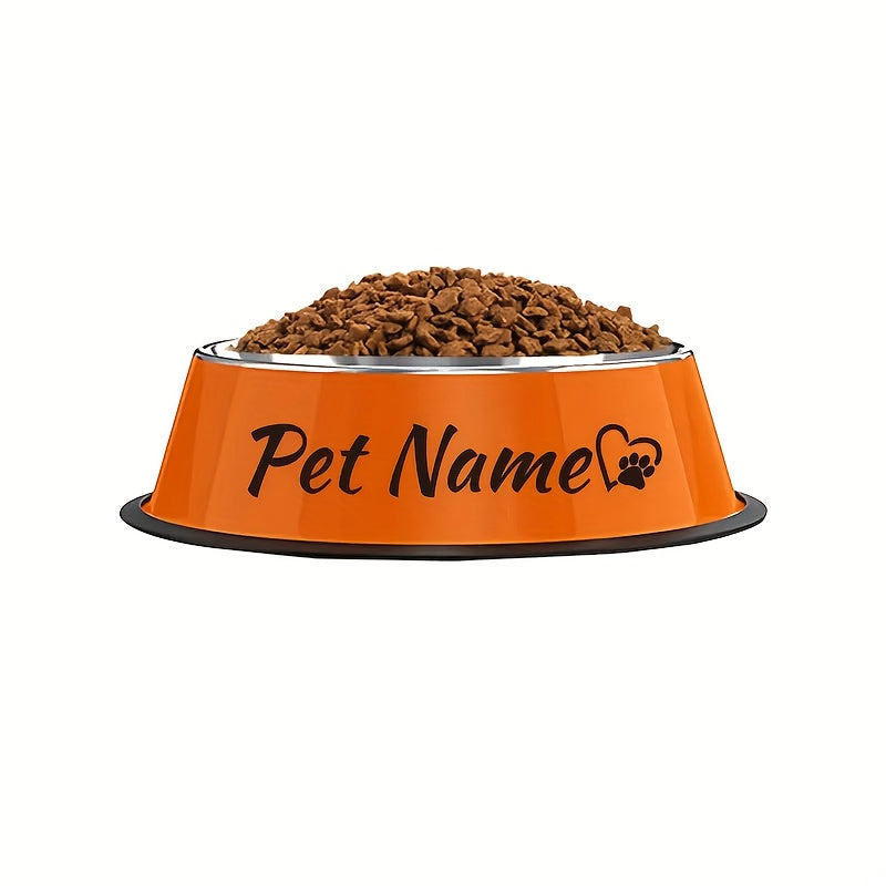 Gamelle personnalisée en acier inoxydable pour chiens et chats - Nom/texte/empreinte de patte et motif os personnalisés, base anti-renversement, diverses couleurs