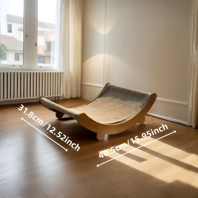 Lit pour chat à surface incurvée, plusieurs tailles disponibles pour permettre aux chats de « griffer et se blottir » et profiter d'un bonheur total, intérieur en carton, extérieur en bois massif