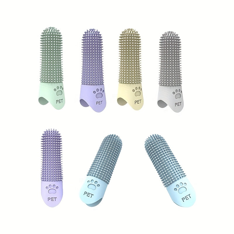 Brosse à dents pour animaux à 360°, brosse silicone, enfilable sur un doigt, lavable à la main, diverses couleurs