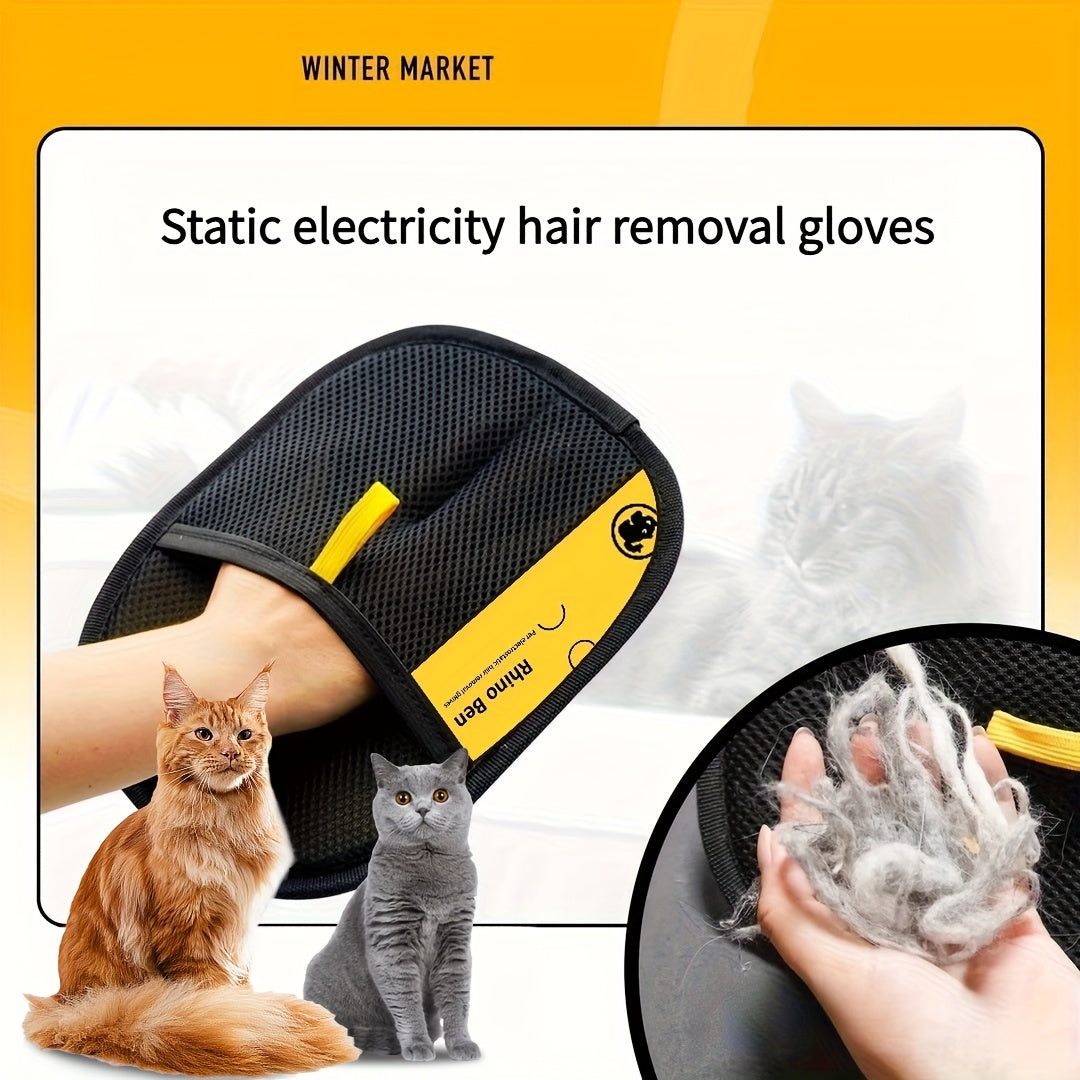 Gant amélioré pour éliminer les poils de chiens et chat sur toutes surfaces, noir