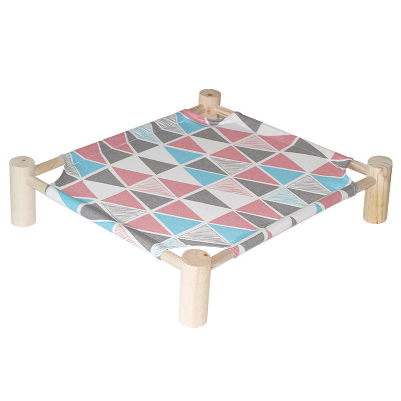 Lit surélevé pour chien et chat : hamac rafraîchissant portable en bois avec support amovible, divers motifs et diverses couleurs