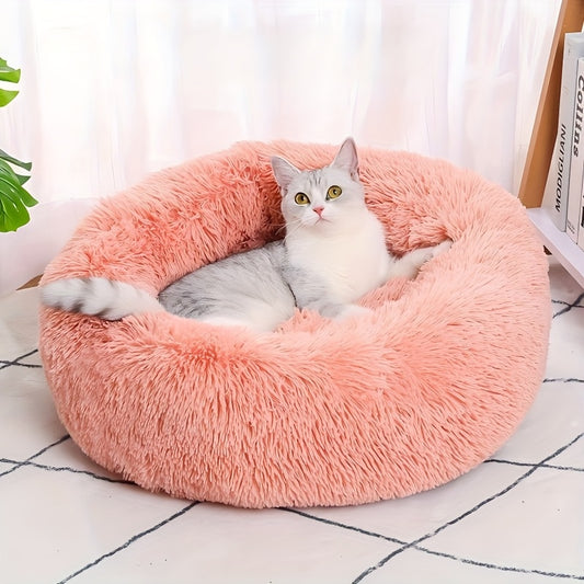 Lit rond pour chien et chat, douillet en peluche, chaud et confortable, diverses couleurs