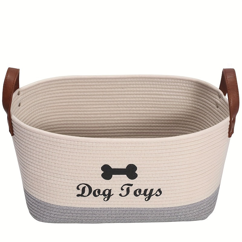 Grand panier de rangement pour jouets pour chiens - 41,91 cm x 26,92 cm x 19,05 cm, beige