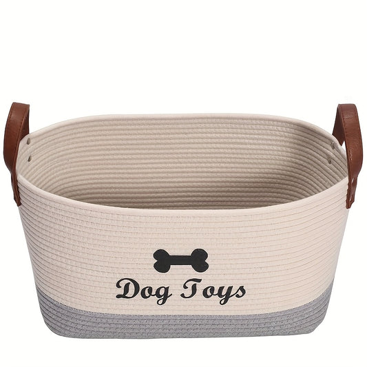 Grand panier de rangement pour jouets pour chiens - 41,91 cm x 26,92 cm x 19,05 cm, beige