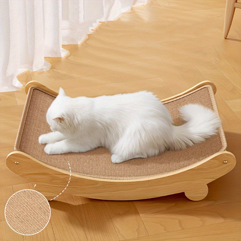 Lit griffoir pour chat, confortable avec position incurvée, peu encombrant, facile à assembler, en lin doux