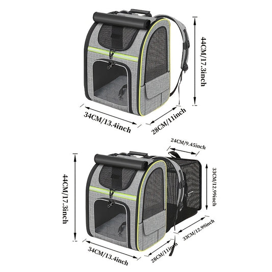 Sac à dos extensible pour chat et petit chien - Ventilation en maille respirante, conception ergonomique avec sangles réglables, léger et portable pour les voyages, la randonnée, le camping, les aventures en plein air, diverses couleurs