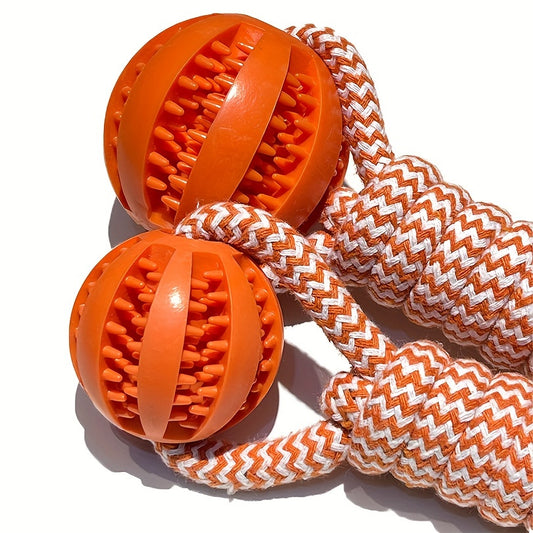 Multi-Functional Pet Toy - Interactive Cotton Rope Molar Teeth Cleaner, Food Dispenser, and Training Play Toy for Puppies and Small Dogs - Durable, Washable, and Fun