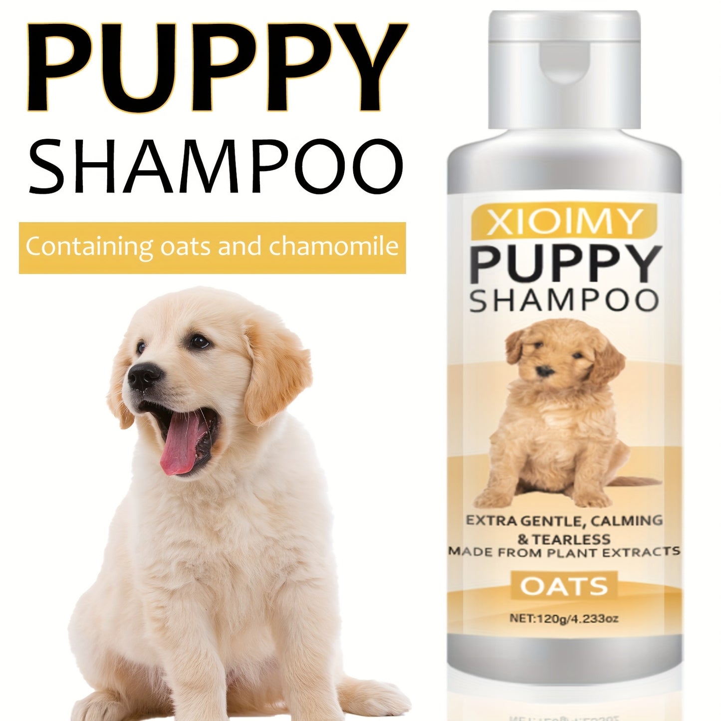 Shampooing pour chiots - Formule extra douce et apaisante à base d'extraits d'avoine, nettoie et élimine les odeurs, adoucit et apaise, parfum longue durée, shampooing et après-shampooing