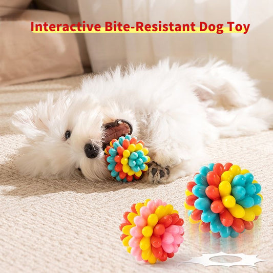 Jouet à mâcher indestructible pour chien, petite balle pour mastication, nettoyage des dents et massage des gencives - couleurs vives