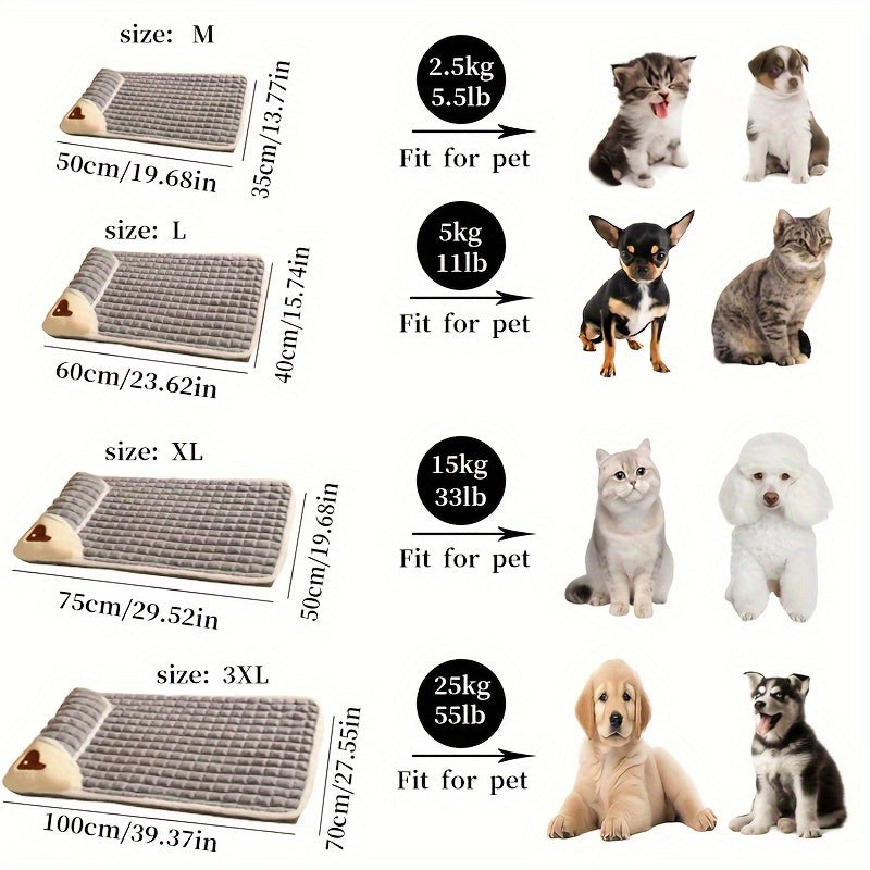 Tapis épais pour chien, housse amovible lavable en machine, doux, chaud et confortable, motif de cœur