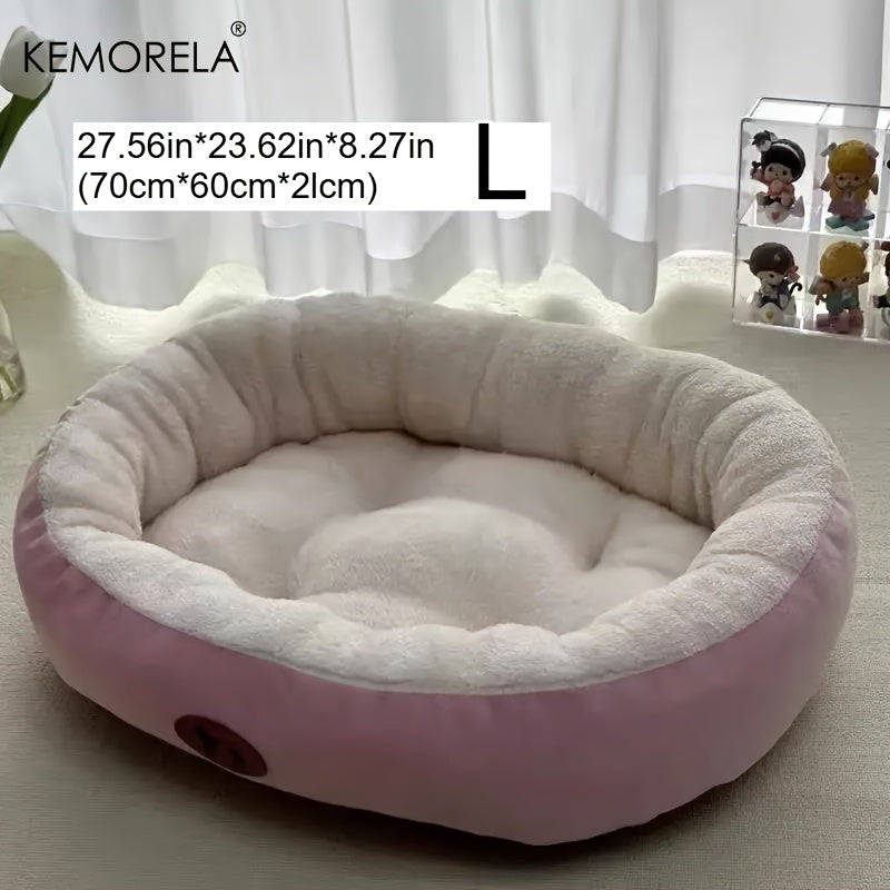 Lit ovale douillet en peluche pour chiens et chats, moelleux et épais, diverses couleurs
