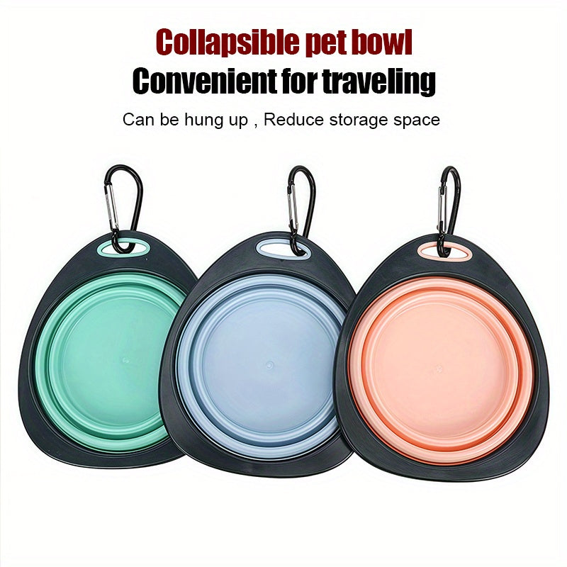Gamelles pliables pour animaux de compagnie, idéale pour le voyage, facile à transporter grâce à son mousqueton, couleurs pastels