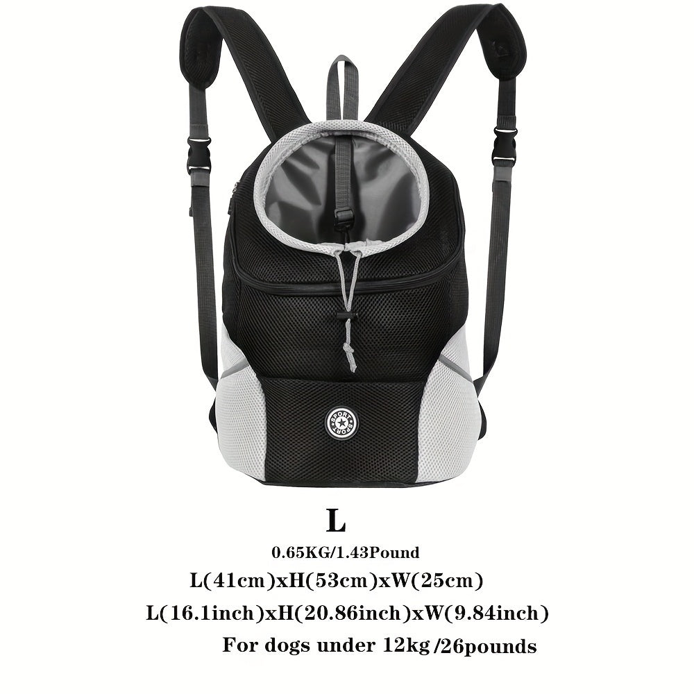 Sac à dos de transport pour chien, réglable à l'avant, aéré et confortable pour votre compagnon à 4 pattes, noir