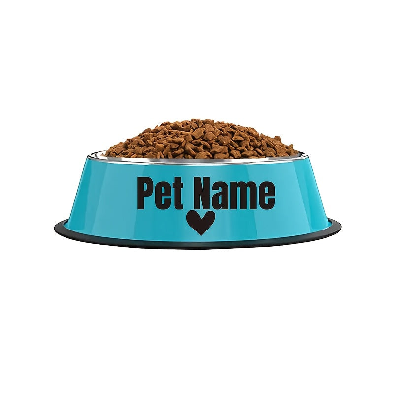 Gamelle personnalisée en acier inoxydable pour chiens et chats - Nom/texte/empreinte de patte et motif os personnalisés, base anti-renversement, diverses couleurs