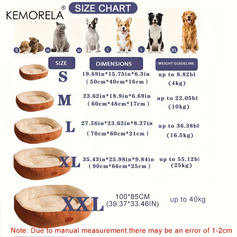 Lit ovale douillet en peluche pour chiens et chats, moelleux et épais, diverses couleurs