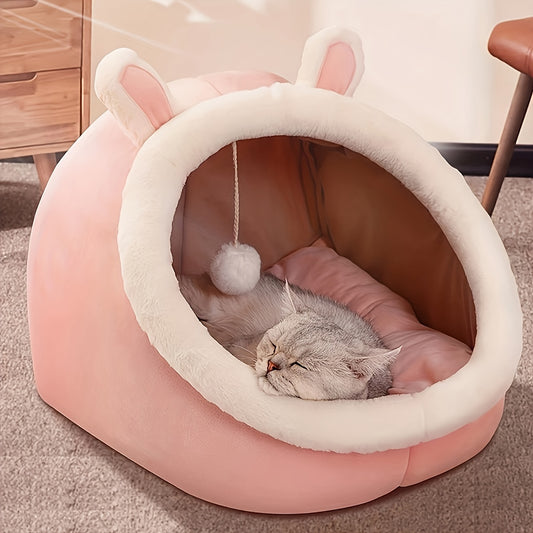 1pc Pet Tent Soft Dog Bed Semi-Enclosed Cat Cave Bed Soft And Comfortable Pet House