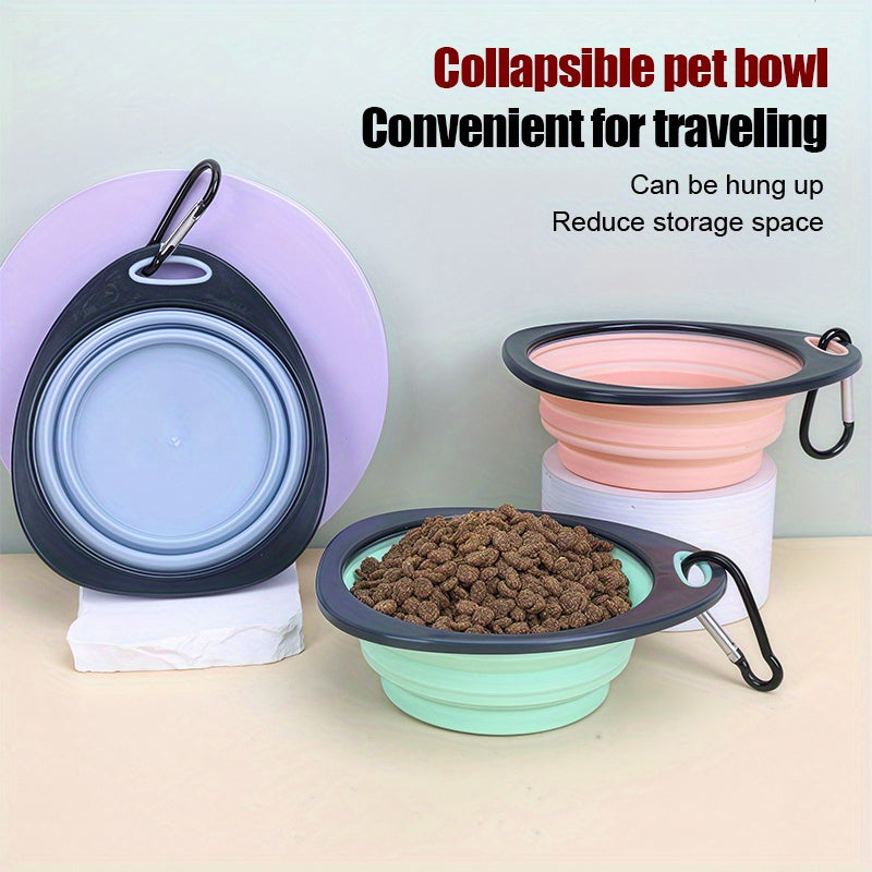 Gamelles pliables pour animaux de compagnie, idéale pour le voyage, facile à transporter grâce à son mousqueton, couleurs pastels