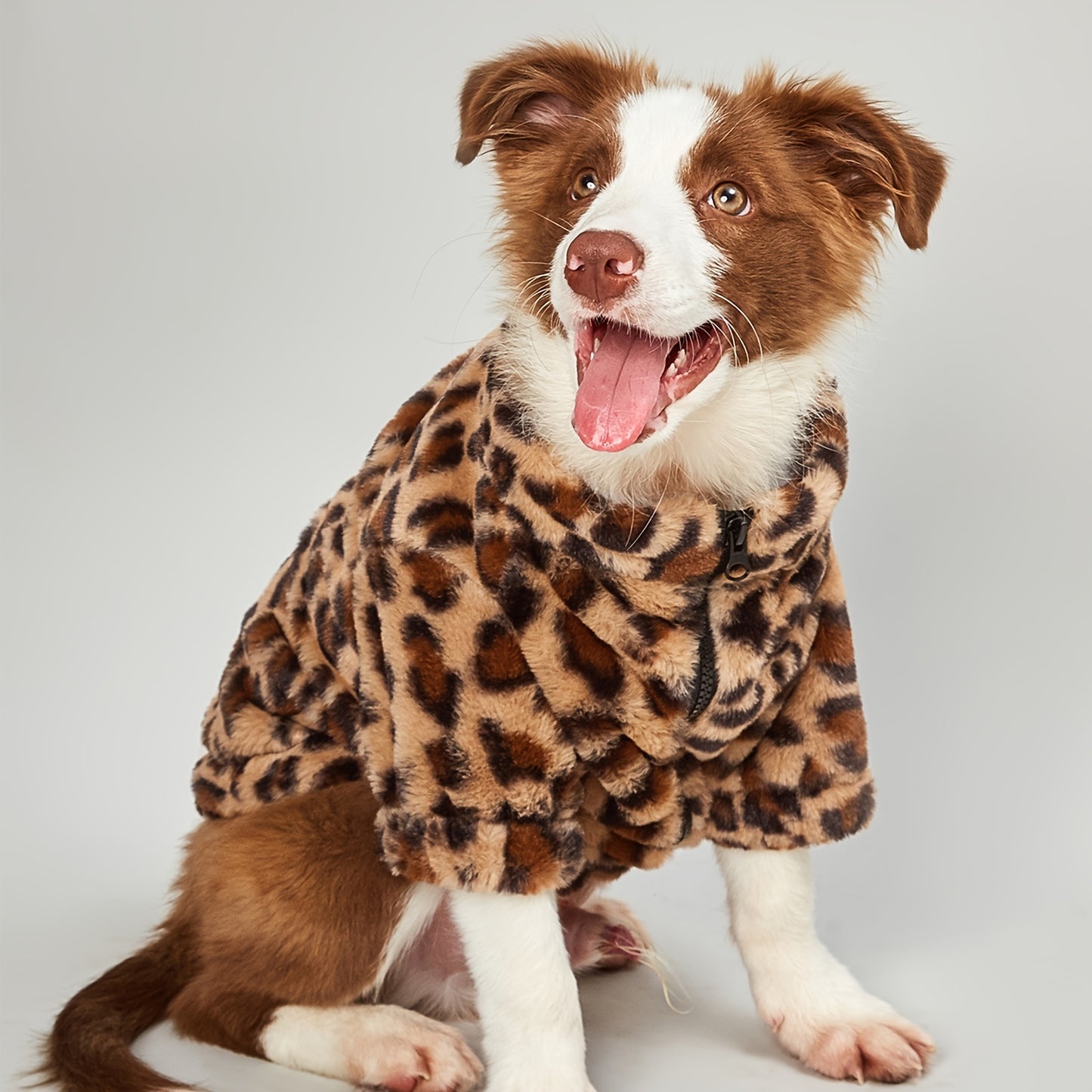 Veste confortable à imprimé léopard pour chiens de petite taille - Vêtement d'hiver chaud, zippé, facile à enfiler