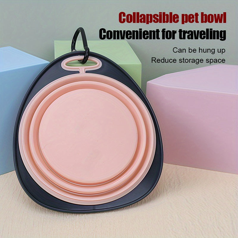 Gamelles pliables pour animaux de compagnie, idéale pour le voyage, facile à transporter grâce à son mousqueton, couleurs pastels