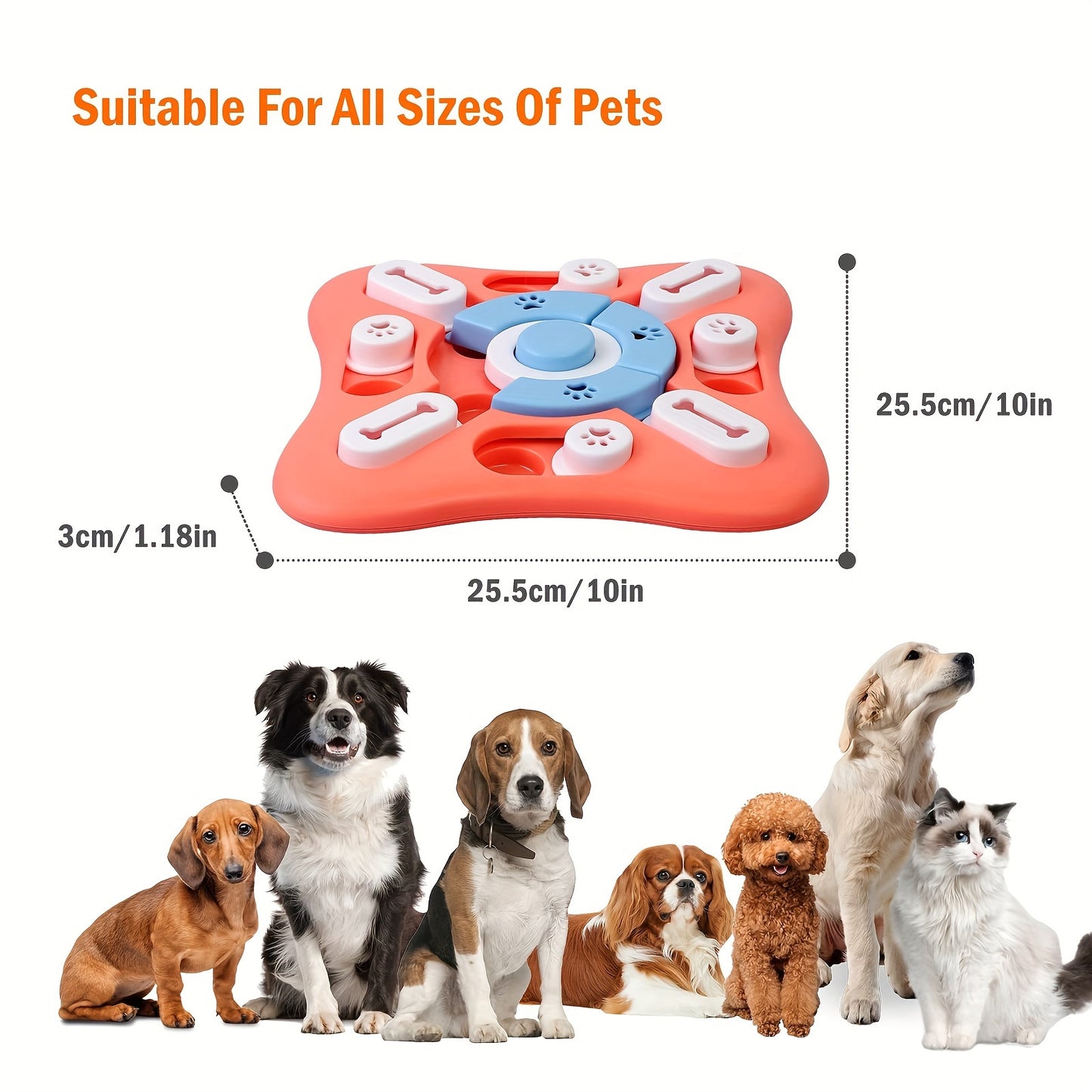 Jouet interactif pour chiens, pour entraîner leur QI et stimuler leur esprit - Jeu enrichissant en plastique durable, sans piles, distribuant des friandises - Compartiments coulissants et pièces rotatives attrayants pour s'amuser
