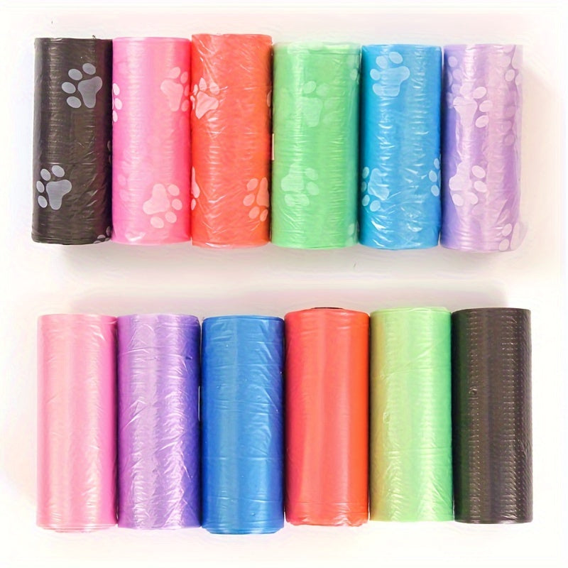 8 rouleaux de sacs pour excréments d'animaux pour les promenades en extérieur, diverses couleurs aléatoires
