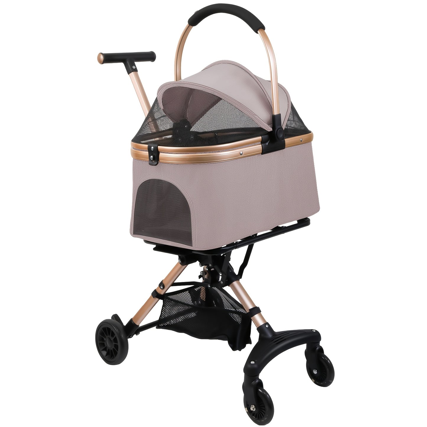 Poussette pliable et confortable, conception entièrement fermée et respirante. Elle est dotée d'un système de pliage à un seul bouton, de roues pivotantes à 360° et de roues directionnelles pour un double plaisir. Diverses couleurs
