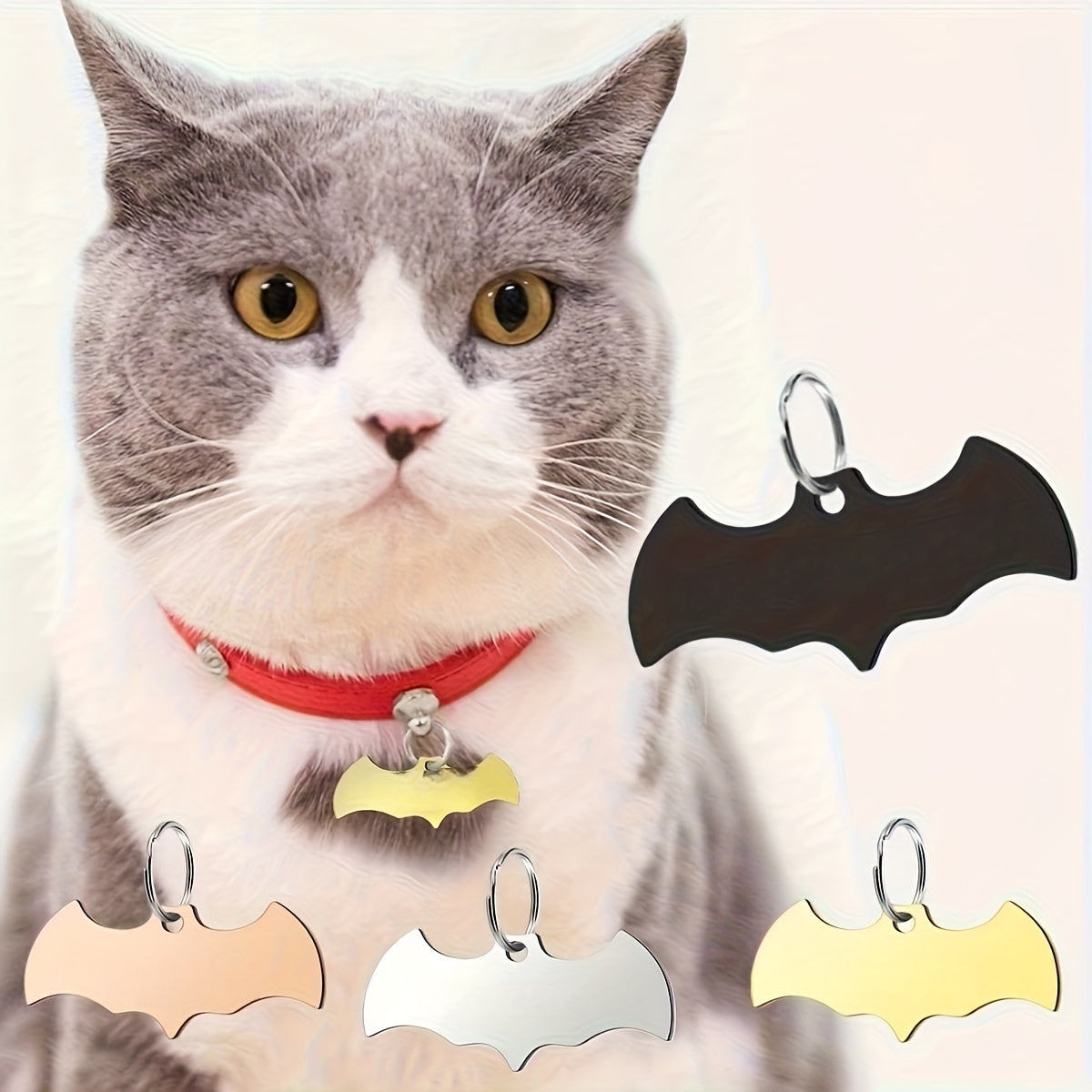 Médaille d'identification personnalisée en forme de chauve-souris pour chien, diverses couleurs
