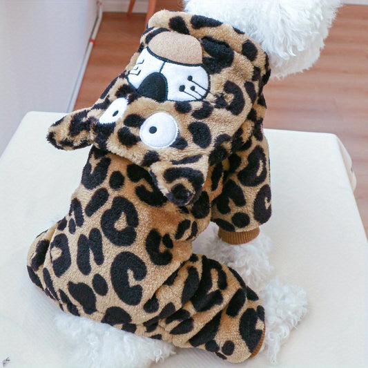 Sweat à capuche pour petits chiens, costume de léopard, chaud et confortable